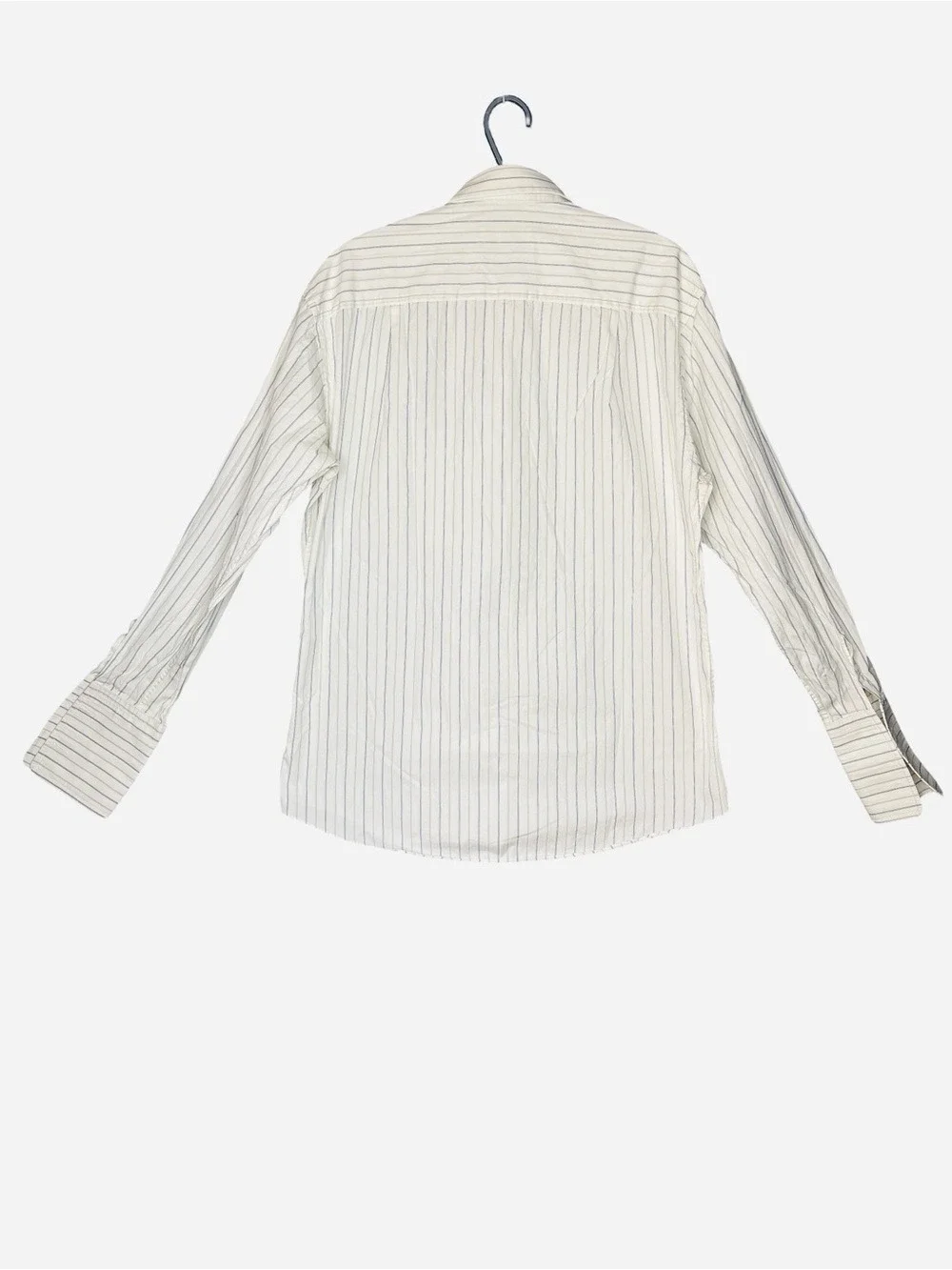 Zegna White Blue Stripe Men's Button-Down Shirt 16.5